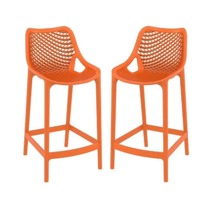 Home Square Polypropylene Patio Bar Stool in Taupe - Set of 2