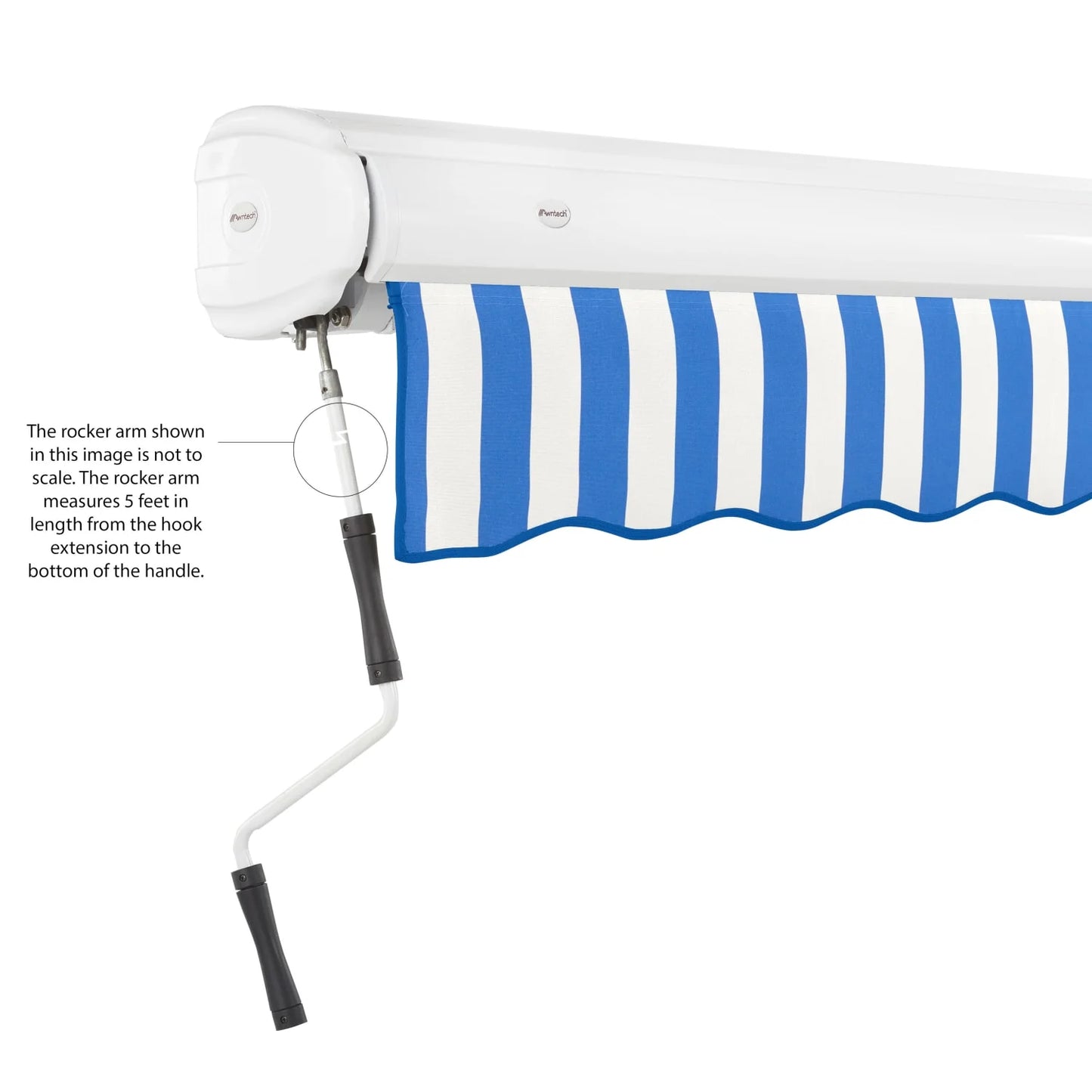 Awntech 10 Ft Key West Manual Heavy Duty Patio Retractable Awning with Cassette (120in x 9.38in x 96in), Bright Blue/White Stripe
