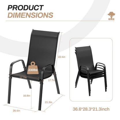 Arlopu 8Pcs Patio Dining Chairs Outdoor Stackable Armrest Chairs for Lawn Garden Backyard