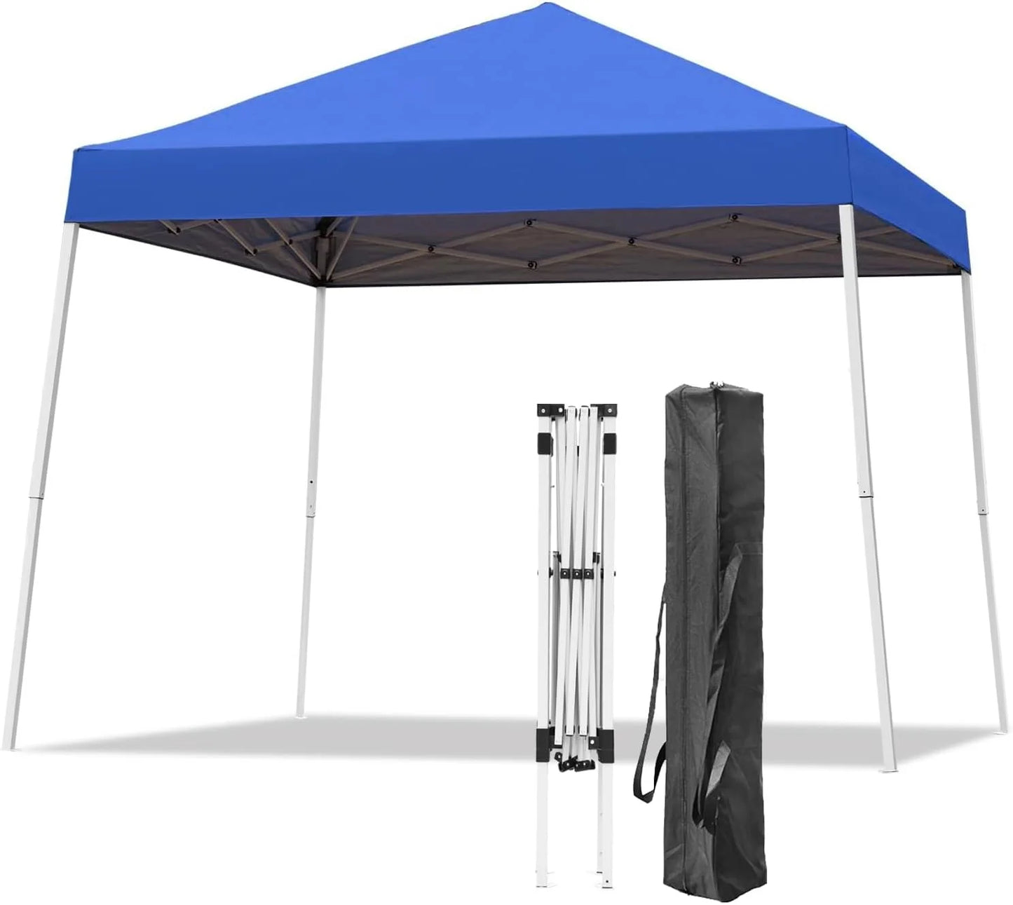 Canopy Tent, 10X10 FT Pop Up Canopy Outdoor Instant Tent Slant Legs with Carrying Bag, Portable Gazebo Shelter for Patio Deck Garden and Beach - 8X8 FT Canopy Cover (Dark Blue)