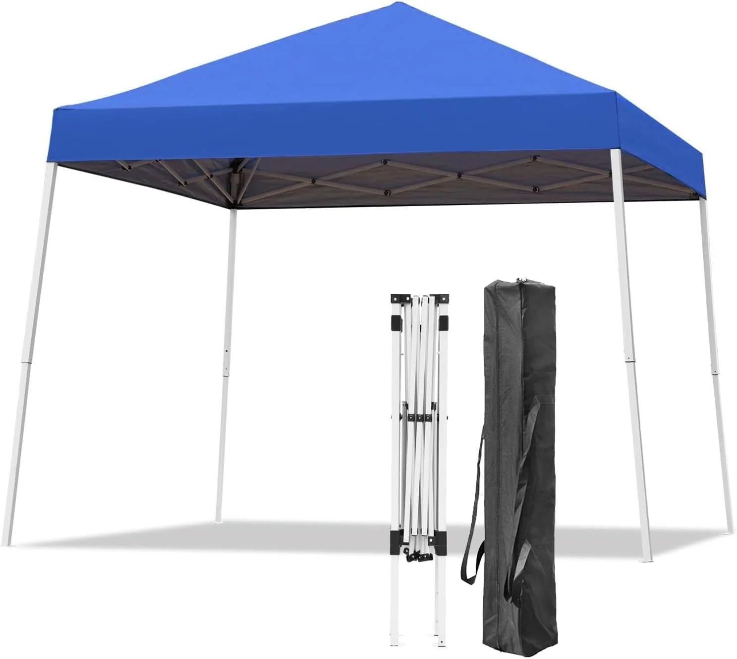 Canopy Tent, 10X10 FT Pop Up Canopy Outdoor Instant Tent Slant Legs with Carrying Bag, Portable Gazebo Shelter for Patio Deck Garden and Beach - 8X8 FT Canopy Cover (Dark Blue)