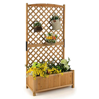 Topcobe Planter Raised Bed with Trellis for Plant Flower Climbing, Tier Plant Stand, Outdoor Garden Potting Bench for Patio Porch Garden, Orange
