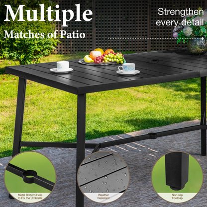 Summit Living Outdoor Swivel Bar Stool Set of 7, 6 Patio Barstool Height Chairs with Seat and Back Cushions & 1 Metal Steel Bar Table with Umbrella Hole, Black & Beige