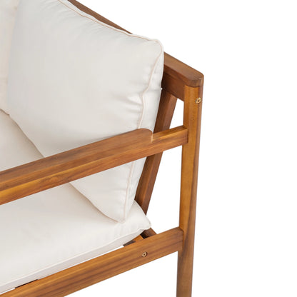 Christopher Knight Home Outdoor Patio 3-Seater Sofa with Rope Back and Cushions, Acacia Wood Frame, Cream+Teak