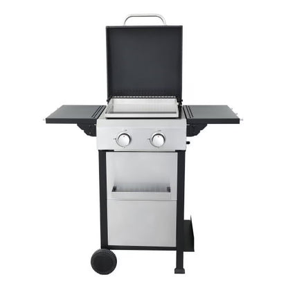 Yardmaster 24600 BTU Propane Gas Grill, 2-Burner BBQ Grill with Side Tables, Wire Enamel Cooking Grids, for Patio, Pool, Yard, Picnic and outdoor Barbecue