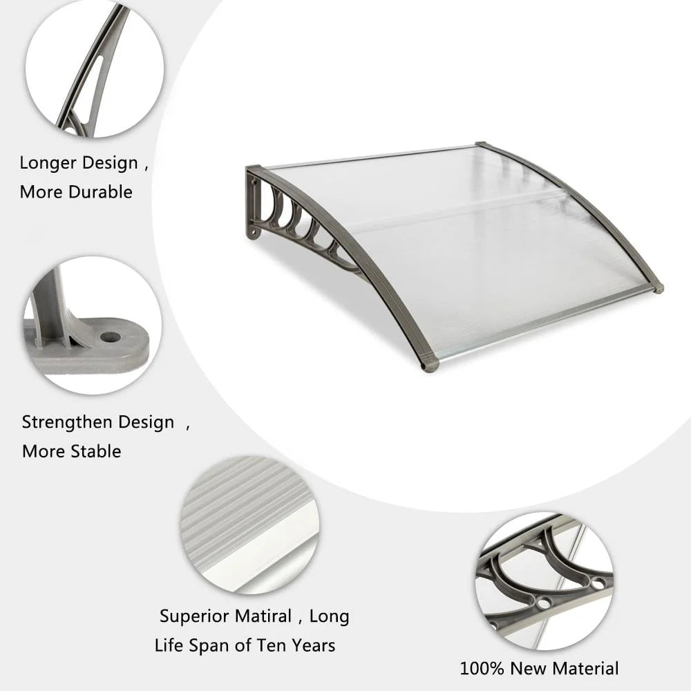 Winado 40"x 40" Door Window Awning Patio Wall Gray Bracket Gray