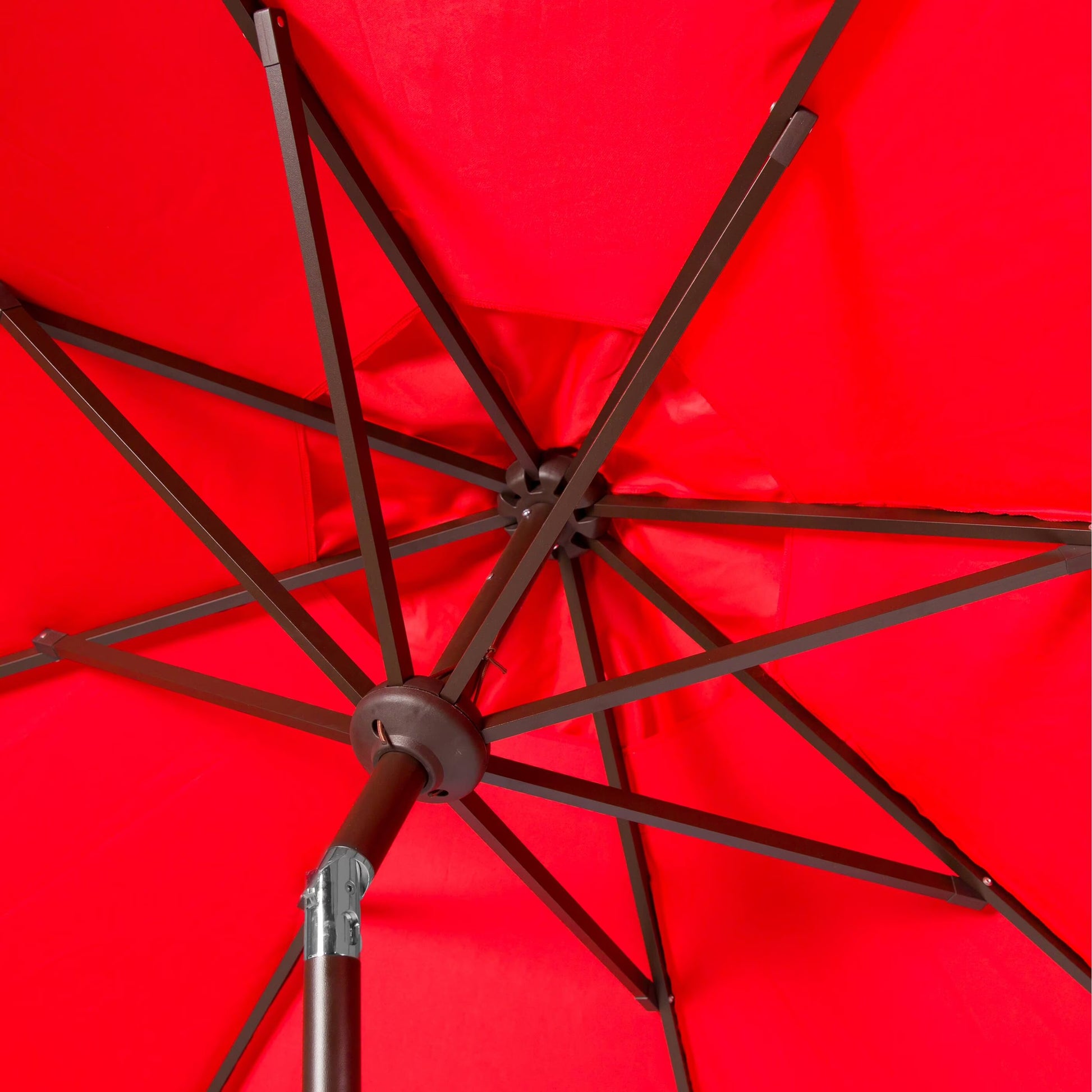 SAFAVIEH Zimmerman 11' Market Crank Round Patio Umbrella, Baby Blue/White