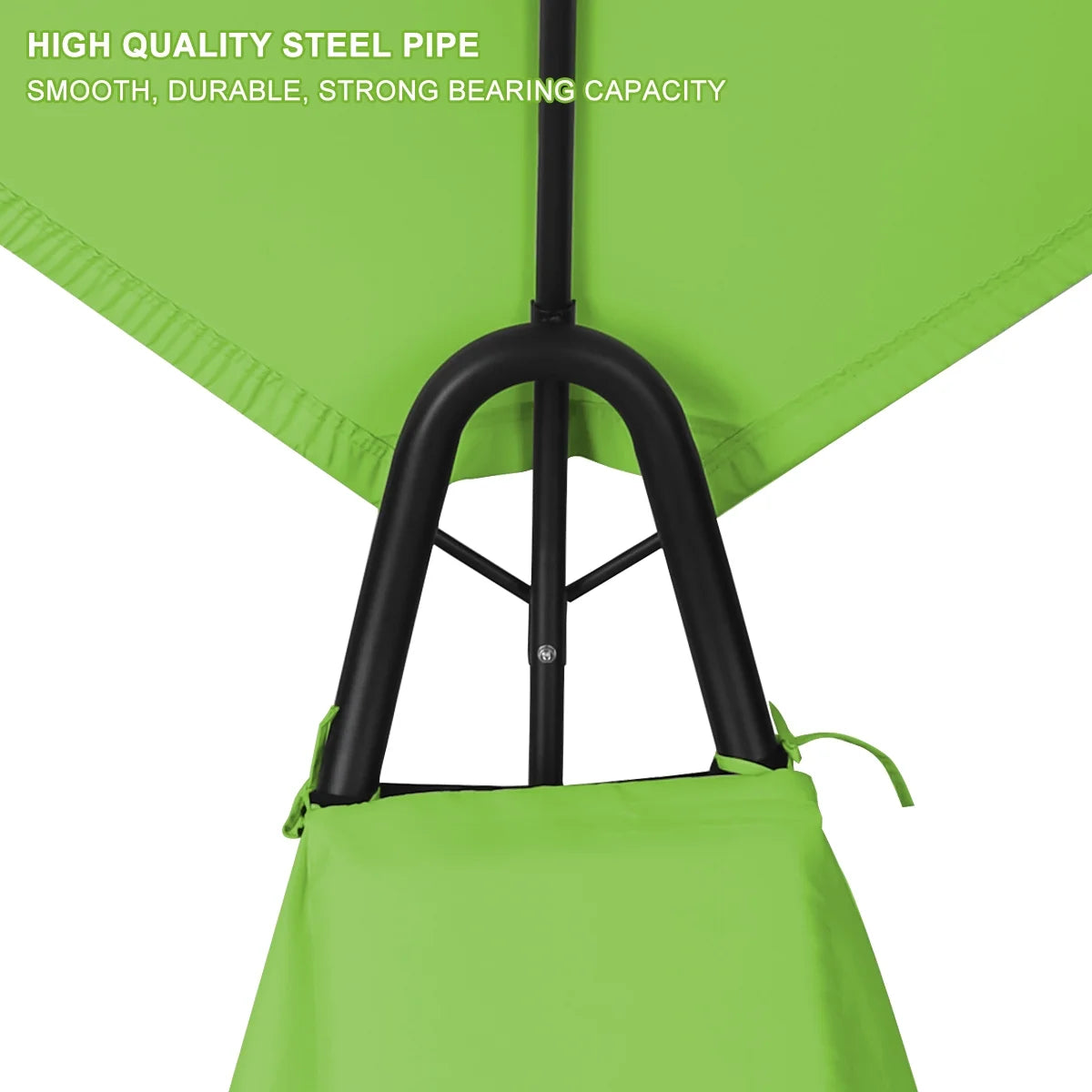 2X Rocking Hanging Lounge Chair - Curved Chaise Rocking Lounge Chair Swing For Backyard Patio w/Built-in Pillow Removable Canopy with stand {Green}