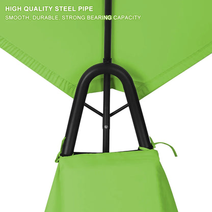 2X Rocking Hanging Lounge Chair - Curved Chaise Rocking Lounge Chair Swing For Backyard Patio w/Built-in Pillow Removable Canopy with stand {Green}