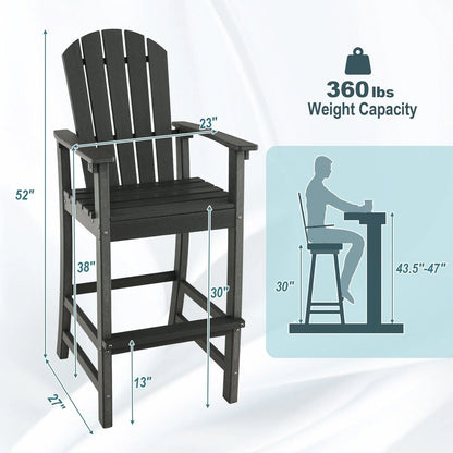 Vicamelia Patio Bar Stools Set of 2 HDPE Height Armchairs with Backrest and Footrest All Weather