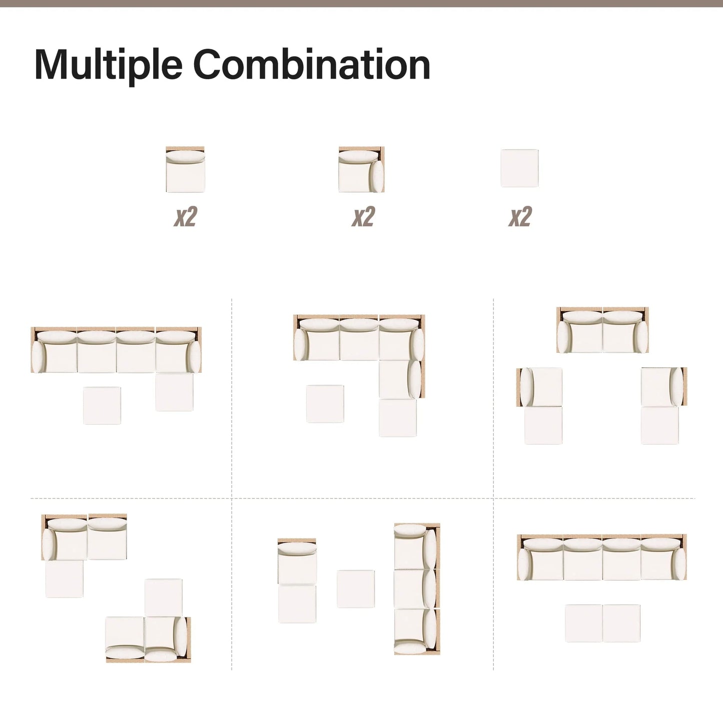 LAUSAINT HOME 6 Pieces Patio Conversation Set, Outdoor Sectional Wicker Sofa PE Rattan Furniture Set with Thick Cushions, Beige