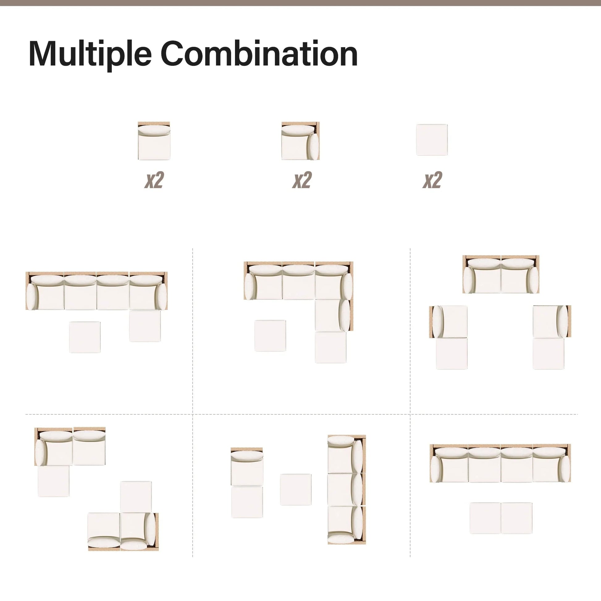 LAUSAINT HOME 6 Pieces Patio Conversation Set, Outdoor Sectional Wicker Sofa PE Rattan Furniture Set with Thick Cushions, Beige