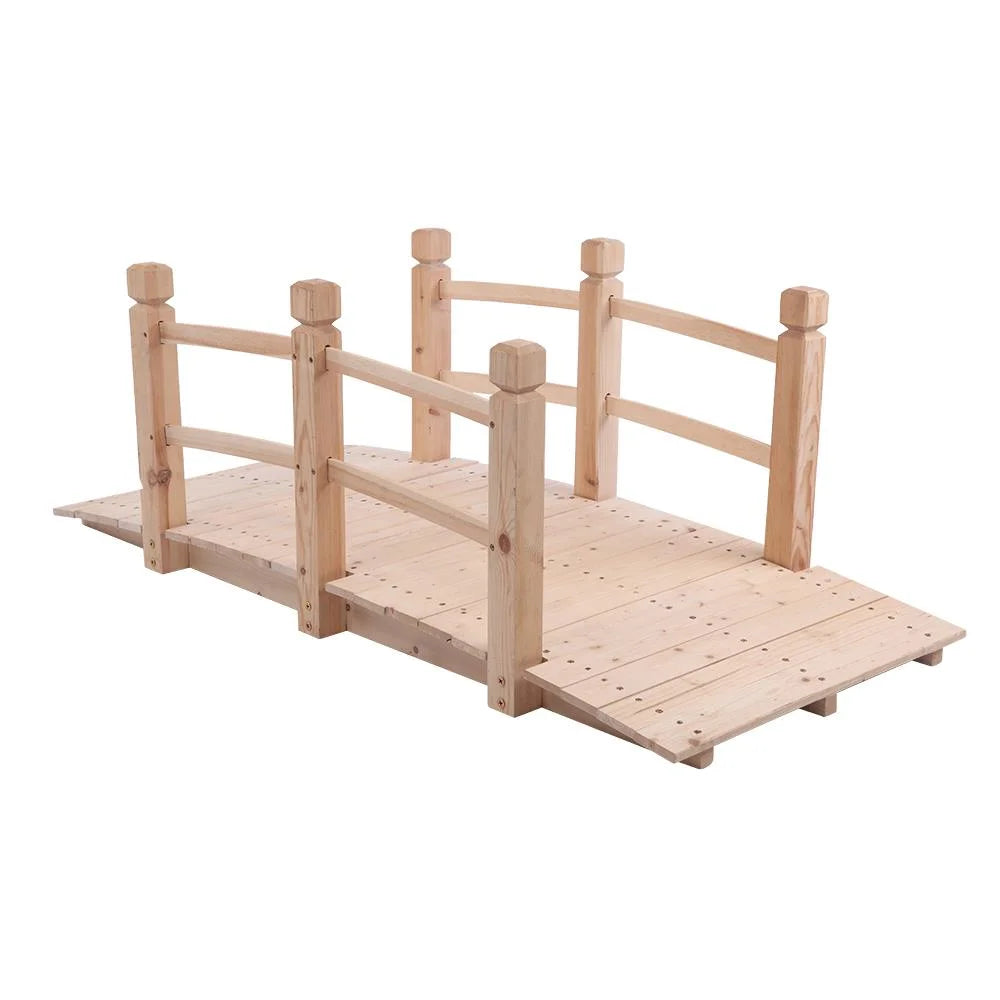 OverPatio Burlywood Wooden Bridge Stained Finish Decorative Wood Arch Walkway
