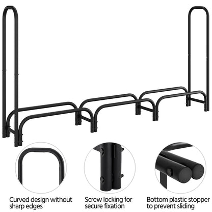 SmileMart 94.5" Large Metal Firewood Log Rack Holder for Outdoor Patio Balcony, Black