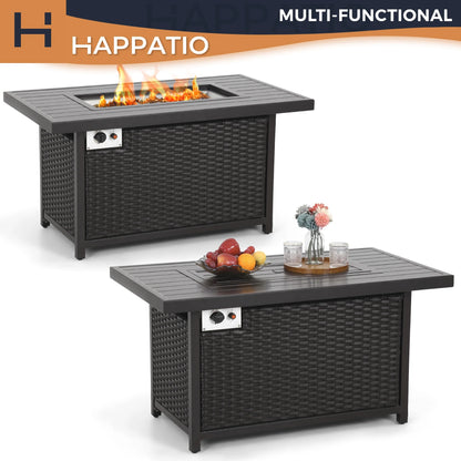 HAPPATIO 50,000 BTU Wicker and Aluminum Patio Fire Pit Table (Brown)