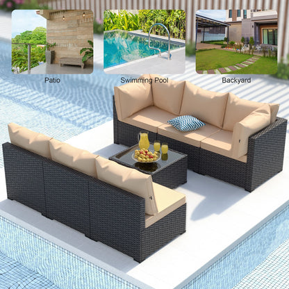 8 Piece Patio Furniture Set with 42" Propane Gas Fire Pit Table with Coffee Table,Blue