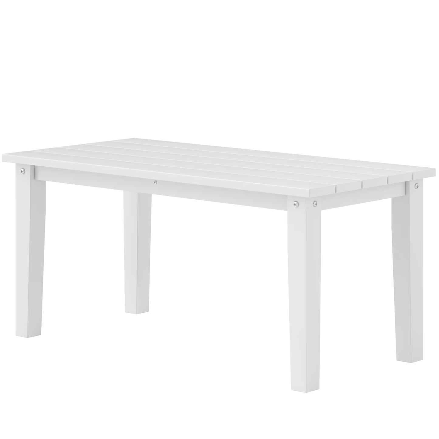 ZIRAV HDPE Outdoor Coffee Table, All-Weather Rectangle Patio Coffee Table, Plastic Outdoor Patio Table with Slatted Tabletop for Garden, Balcony, Backyard,White