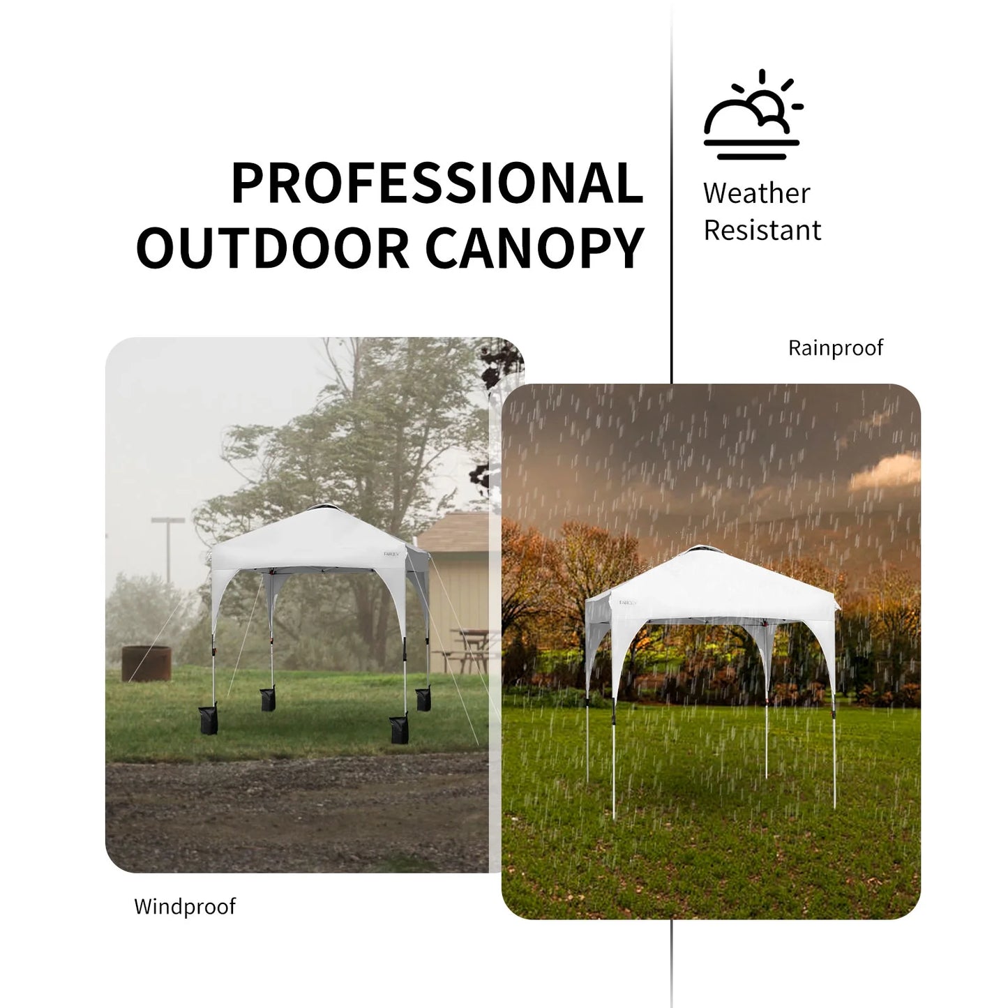 Patiojoy Pop-up Canopy Tent 6.6' x 6.6' Height Adjustable Commercial Instant Canopy w/Portable Roller Bag White