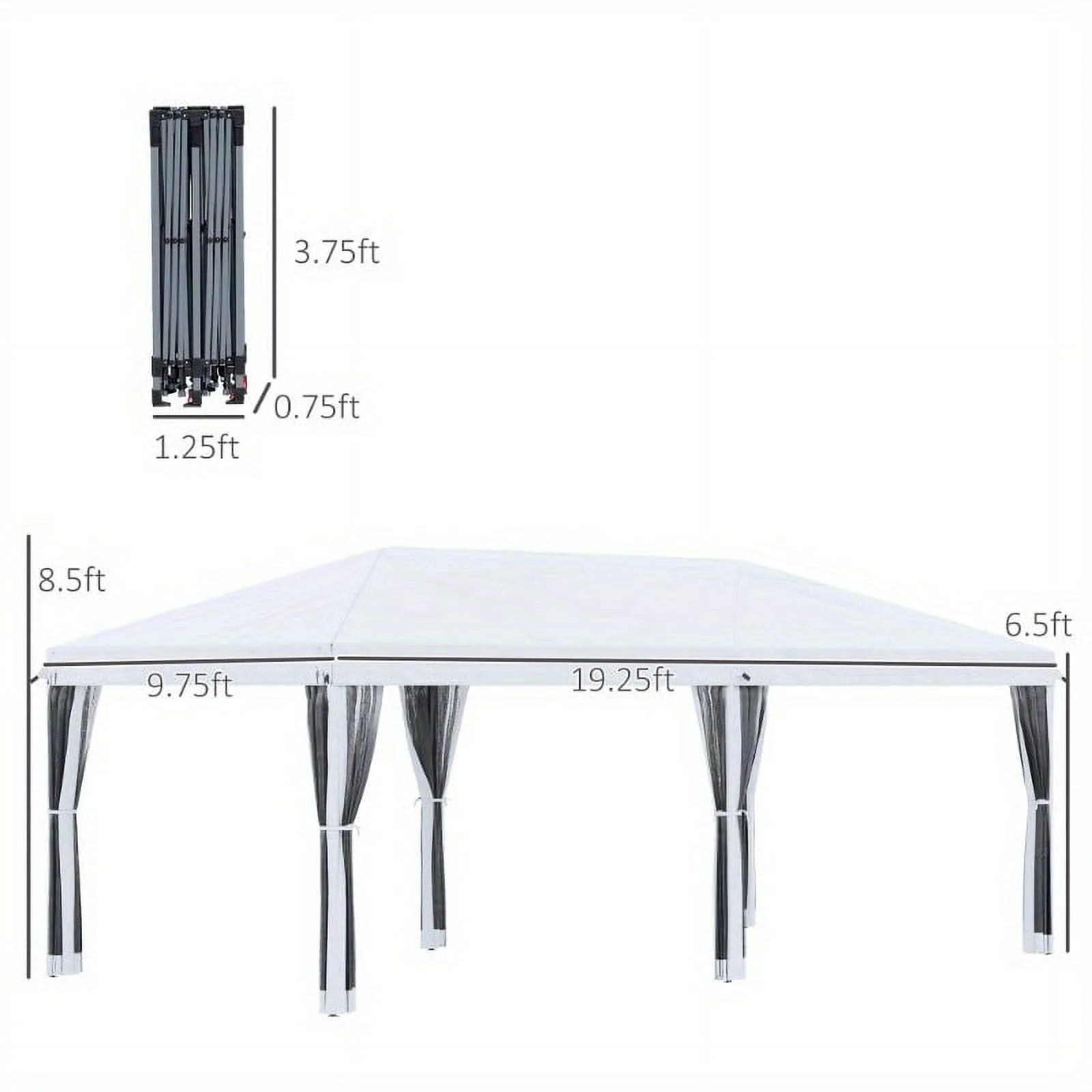 Zateety 10' X 20' Pop Up Canopy Tent with Netting, Heavy Duty Instant Sun Shelter, Large Tents for Parties with Carry Bag for Outdoor, Garden, Patio, Cream White