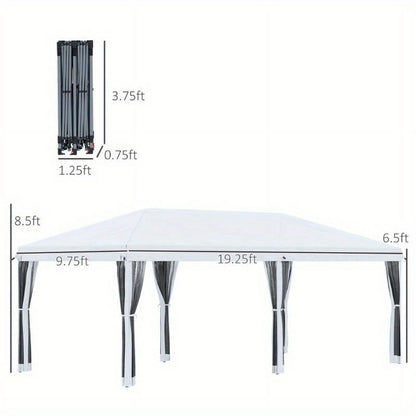 Zateety 10' X 20' Pop Up Canopy Tent with Netting, Heavy Duty Instant Sun Shelter, Large Tents for Parties with Carry Bag for Outdoor, Garden, Patio, Cream White