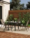 Ataucjin Stackable Dining Chairs Set of 4, High-Back Patio Dining Chairs Set, Outdoor Chairs with Textilene Fabric & Metal Frame for Lawn Backyard Deck Garden