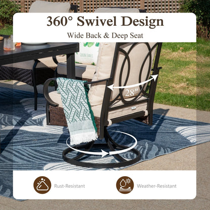 Sophia& William Patio Swivel Dining Chairs Set of 4 with Beige Cushions