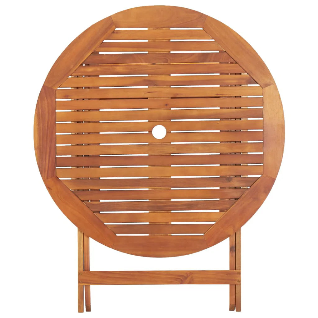Topcobe 35.4" x 29.5" Solid Acacia Wood Bistro Table with A Umbrella Hole for Garden Patio, Brown