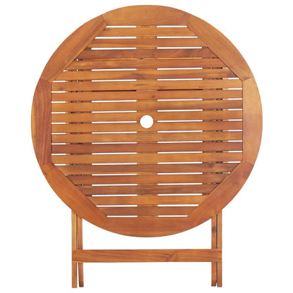 Topcobe 35.4" x 29.5" Solid Acacia Wood Bistro Table with A Umbrella Hole for Garden Patio, Brown