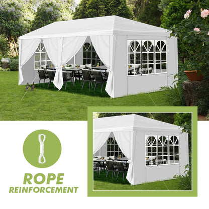 Large Outdoor White Awning, 10'x20' Outdoor Party Tent Wedding Tent With 6 Removable Sidewalls, Canopy Patio Wedding Gazebo, White, Easy To Install And Carry, Suitable For Camping, Hiking