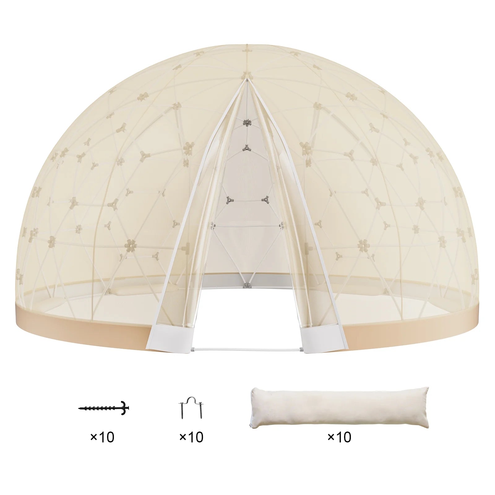 KFFKFF Dome Bubble Tent, 9.5FT Dual Cover (Clear & Light Yellow), Outdoor Spherical Shelter, Enhanced Garden Igloo, Weatherproof Pod for Camping, Patio, Outdoor Dining, Backyard Gatherings