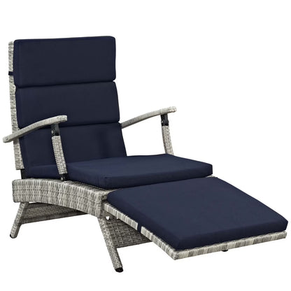 Modway Envisage Chaise Outdoor Patio Wicker Rattan Lounge Chair in Light Gray White