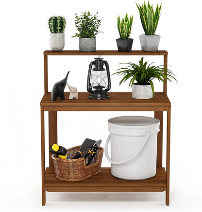 LiTian FG17478 Tioman Outdoor Patio Furniture Hardwood Potting Bench, Natural