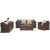Superjoe 2 Pcs Outdoor Patio Furniture Garden Loveseat Wicker Couch,Gray