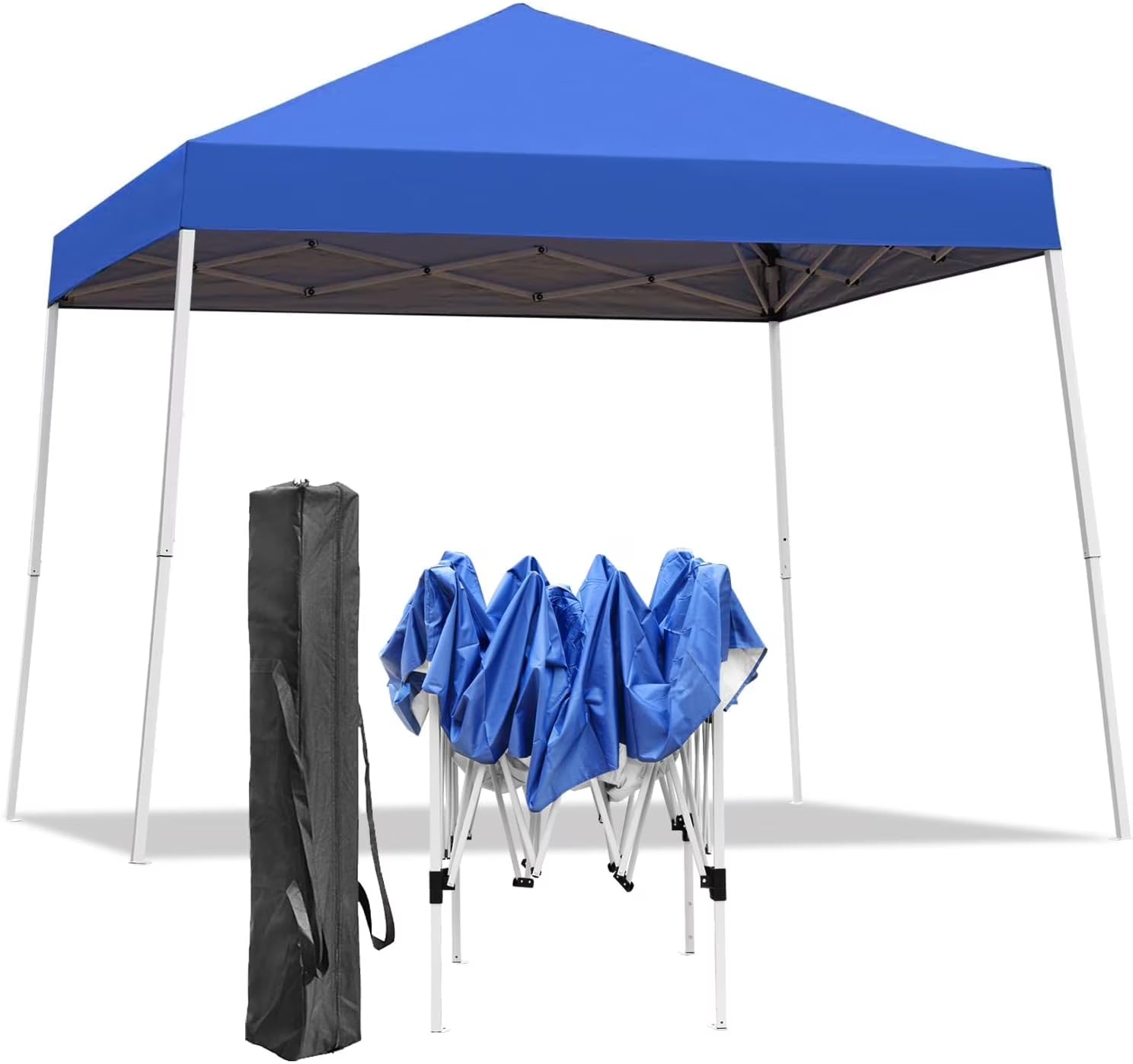 Canopy Tent, 10X10 FT Outdoor Pop Up Canopy Slant Legs Gazebo Shelter for Patio Deck Garden and Beach - 8X8 Canopy Top (Blue)
