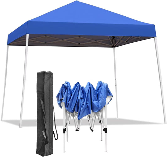 Canopy Tent, 10X10 FT Outdoor Pop Up Canopy Slant Legs Gazebo Shelter for Patio Deck Garden and Beach - 8X8 Canopy Top (Blue)