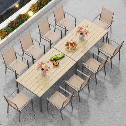 Outdoor Dining Set, Lofka 7 Piece Patio Dining Table Set for 6 Persons with Cool Textilene Armchairs for Backyard & Garden, Brown