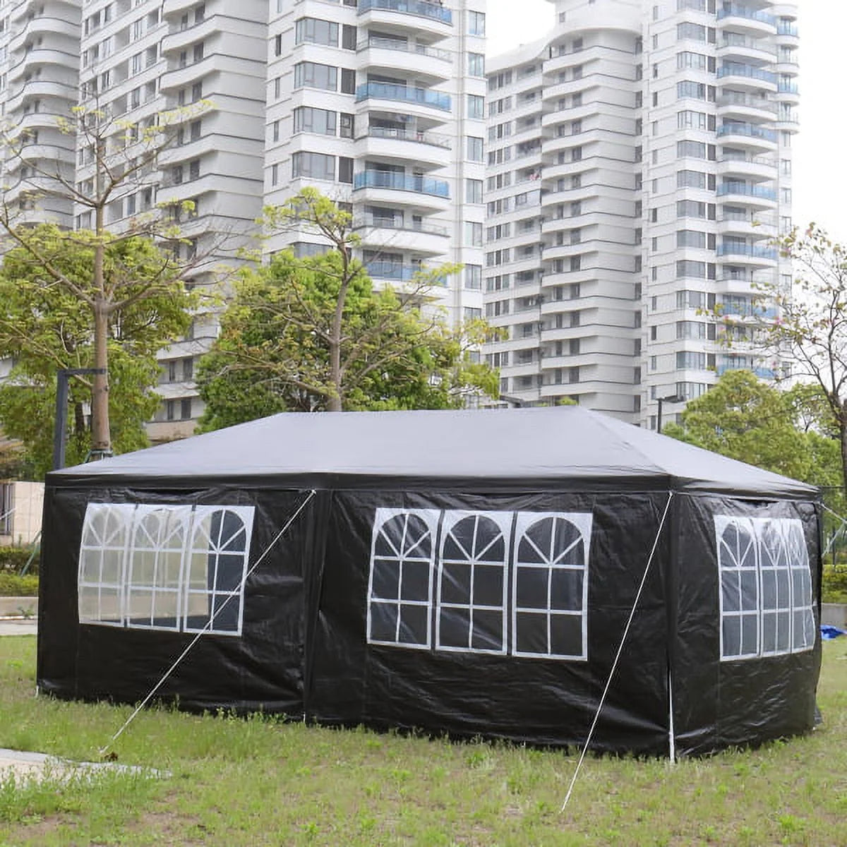 Fithood 10'x20' Outdoor Party Tent with 6 Removable Sidewalls, Waterproof Canopy Patio Wedding Gazebo, Black