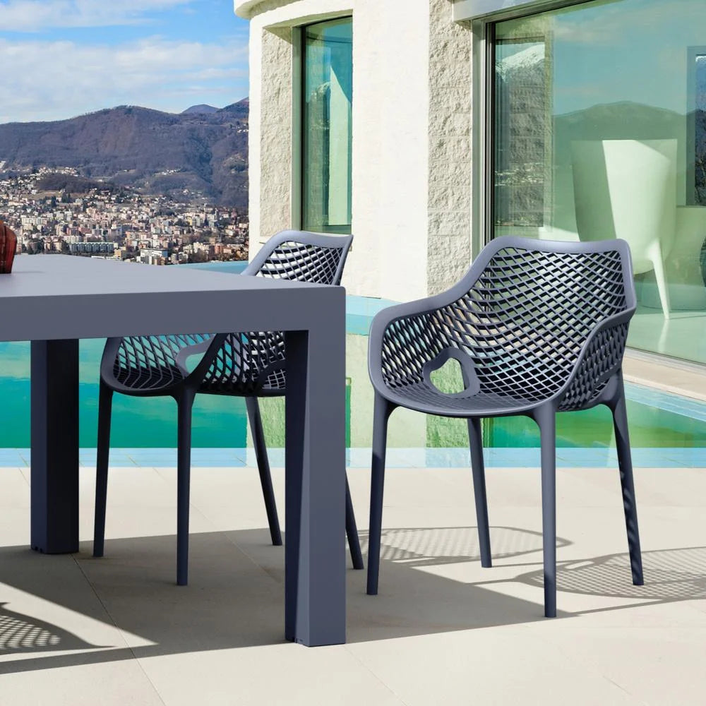 Compamia Air XL Outdoor Patio Dining Arm Chair in Dark Gray