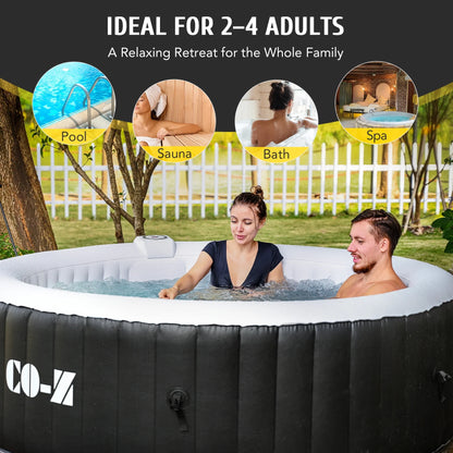 CO-Z 7' Inflatable Hot Tub Portable 4-6 Person Round Spa Tub for Patio Backyard Black