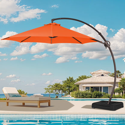 JUSTLET 10FT Arched-Pole Cantilever Hanging Patio Umbrella with baseNavy Blue