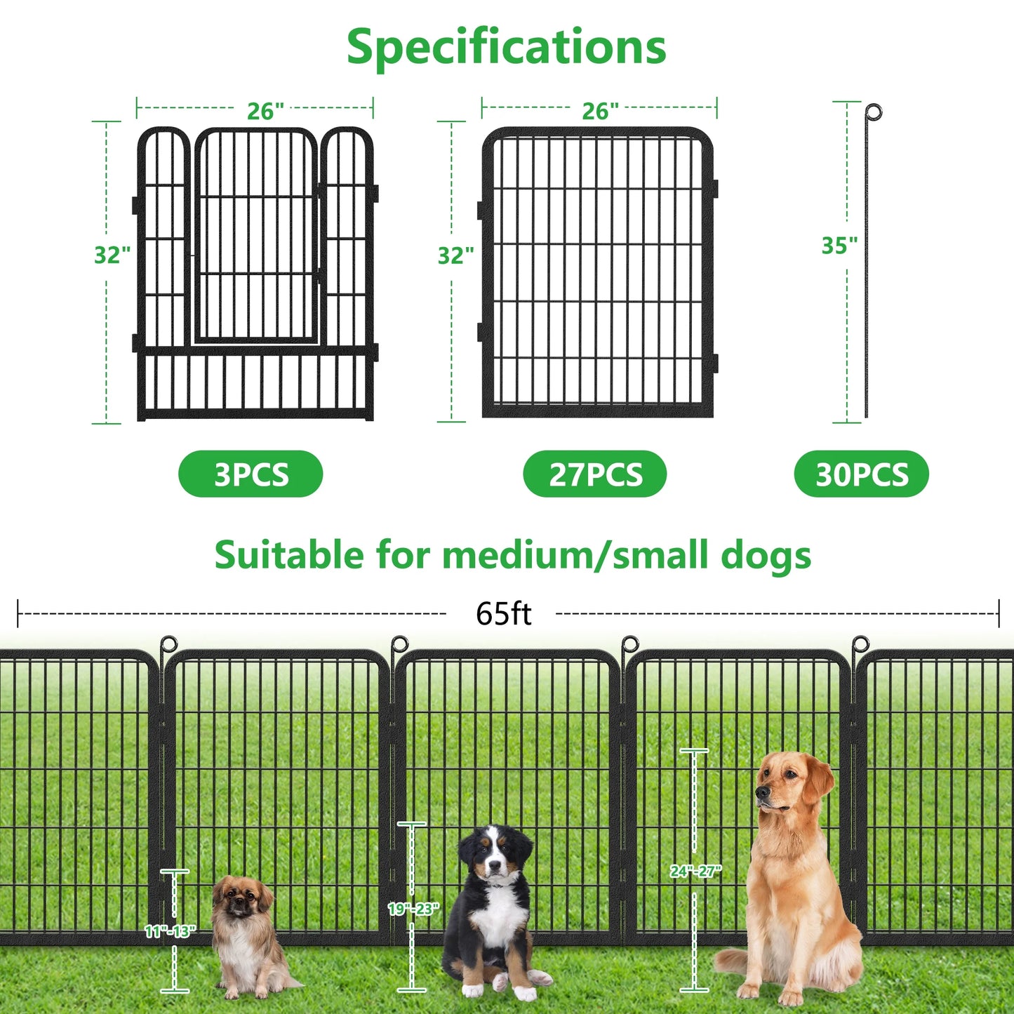 Garden Fence with Gate Fencing No Dig Fence Panels 30ft(L)32in(H) for Yard Animal Barrier Decorative Garden Fencing for Backyard Patio Garden Fences and Borders for Dogs