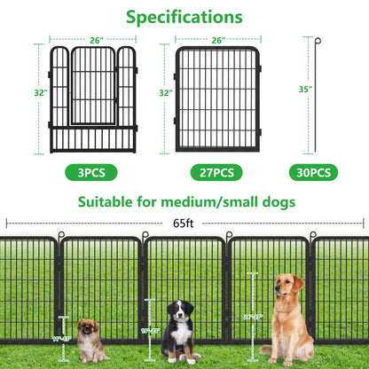 Garden Fence with Gate Fencing No Dig Fence Panels 30ft(L)32in(H) for Yard Animal Barrier Decorative Garden Fencing for Backyard Patio Garden Fences and Borders for Dogs