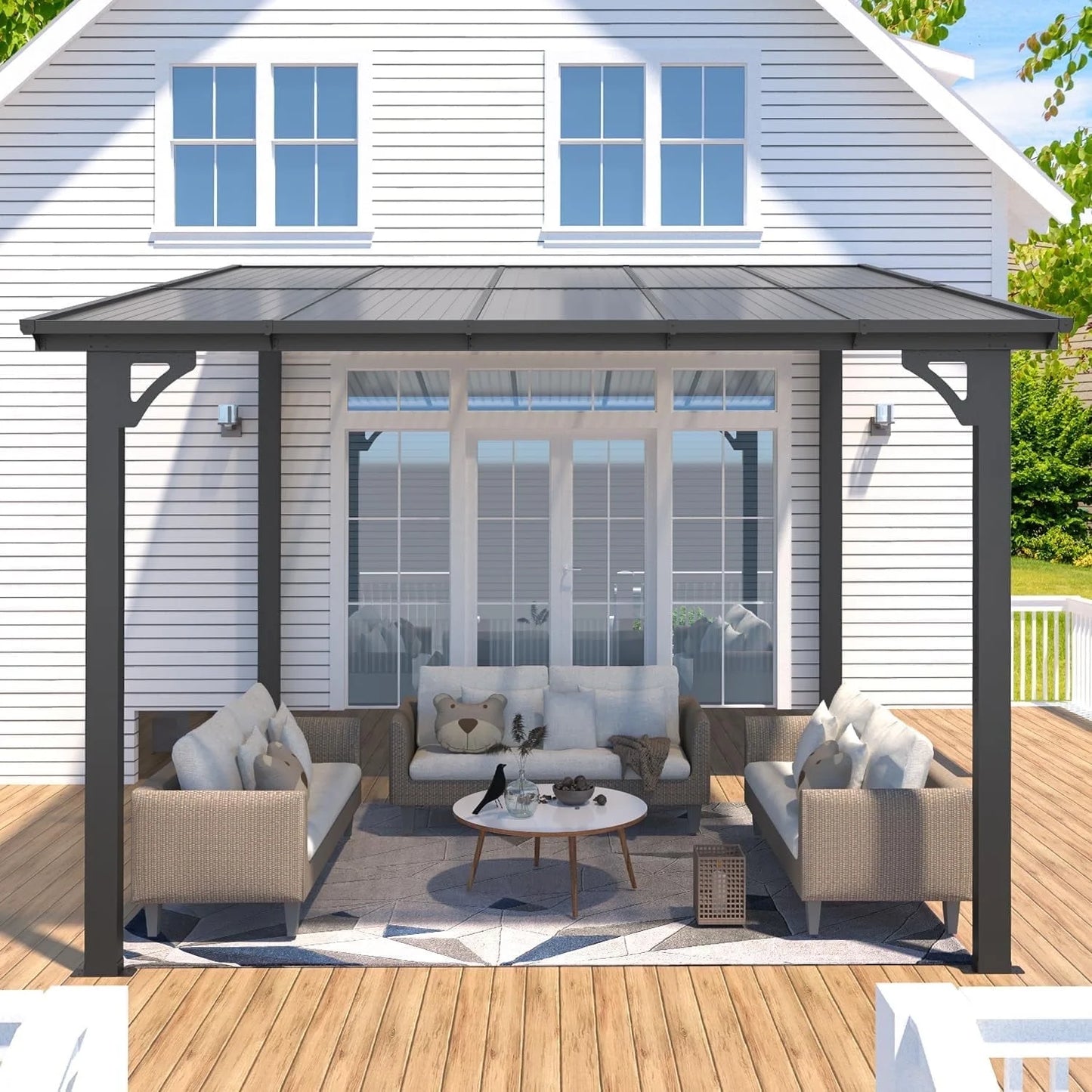 YODOLLA 8' x 10' Hardtop Gazebo Outdoor Aluminum Pergola ?For Garden, Patio, Backyard-Dark ?Gray