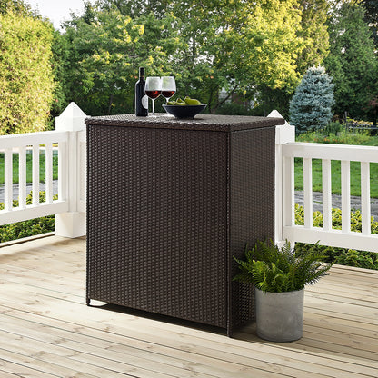Crosley Palm Harbor Wicker/Rattan Patio Bar in Brown
