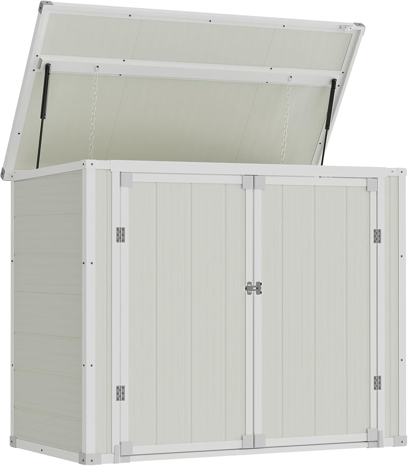 ECOPATIO Outdoor Storage Shed 41 Cu Ft Weather Resistant Resin with Floor Gray