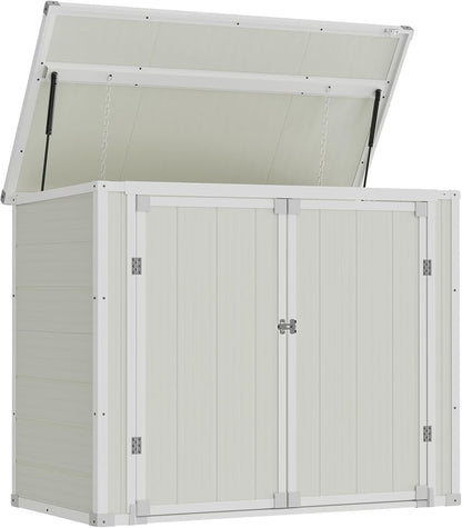 ECOPATIO Outdoor Storage Shed 41 Cu Ft Weather Resistant Resin with Floor Gray
