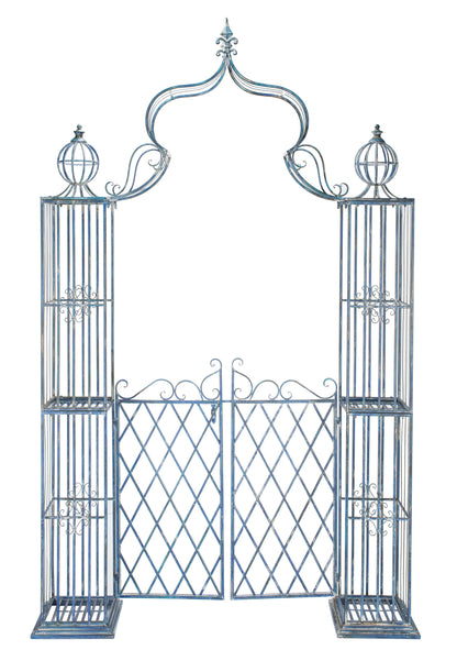 SAFAVIEH Beatrix Outdoor Patio Arbor with Door, Antique Blue