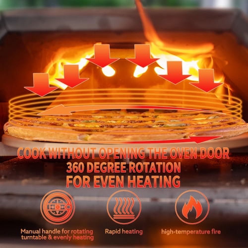 ACE-PATIO,12" Semi-Automatic Rotatable Outdoor Pizza Ovens,Stainless Steel Portable Wood Fired,Outdoor Cooking Pizza Maker with Timer,Built-in Thermometer,Pizza Cutter & Carry Bag(Silver)