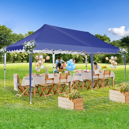 HOTEEL 10x20 Pop Up Canopy Tents for Parties, Outdoor Tent with Wheeled Bag & 4 Sandbags, Easy Setup Shelter Gazebo for Wedding, Patio Events, Commercial, Party -Waterproof and UV50+, Dark Blue