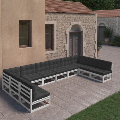 vidaXL 10 Piece Patio Lounge Set with Cushions Solid Wood Pine